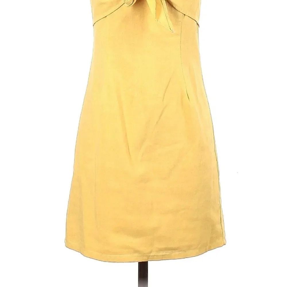 re:named Linen Tie Front Spaghetti Strap Yellow Dress SMALL - Picture 4 of 8